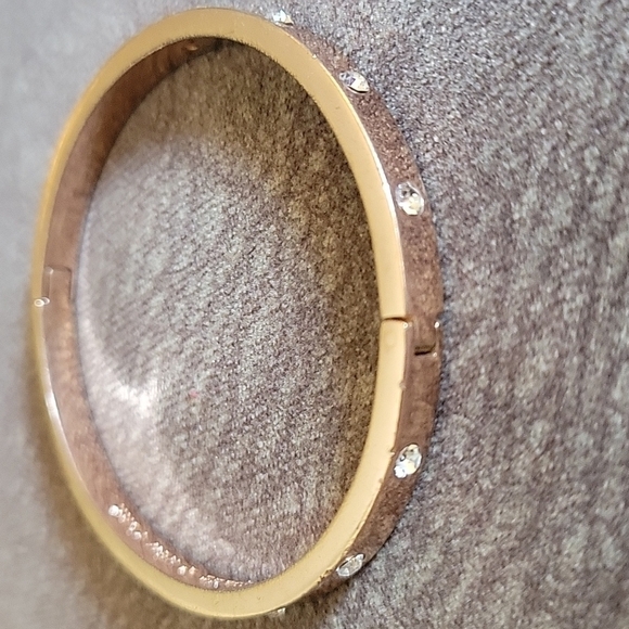 Kate SPADE Rose Goldtone Rhinestone Clamp Bangle Moto Bracelet - Picture 7 of 8